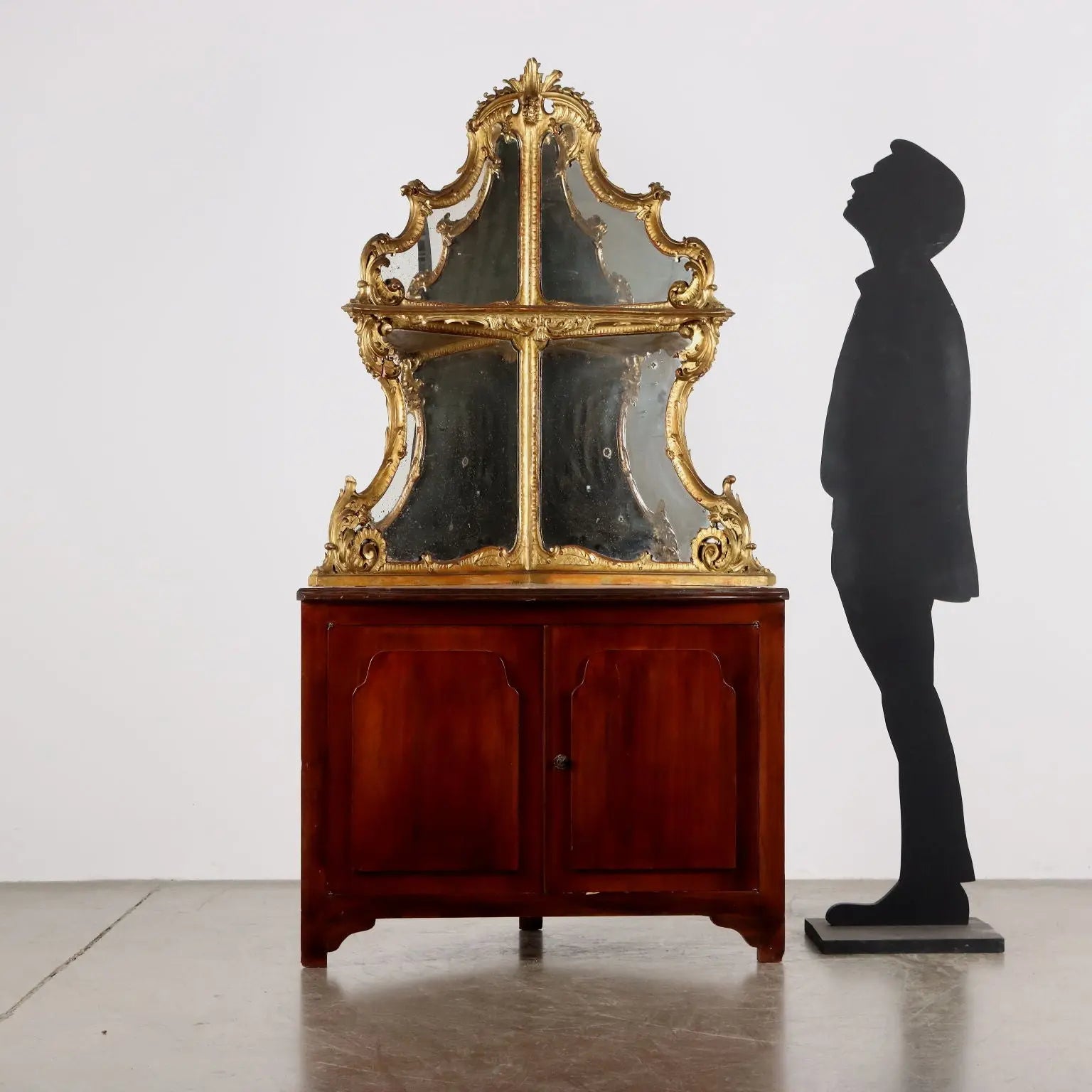 Antique Corner Cupboard Baroque Style Mahogany XX Century - Corner with Mirrored Upper Part | Antiques | Other Furniture