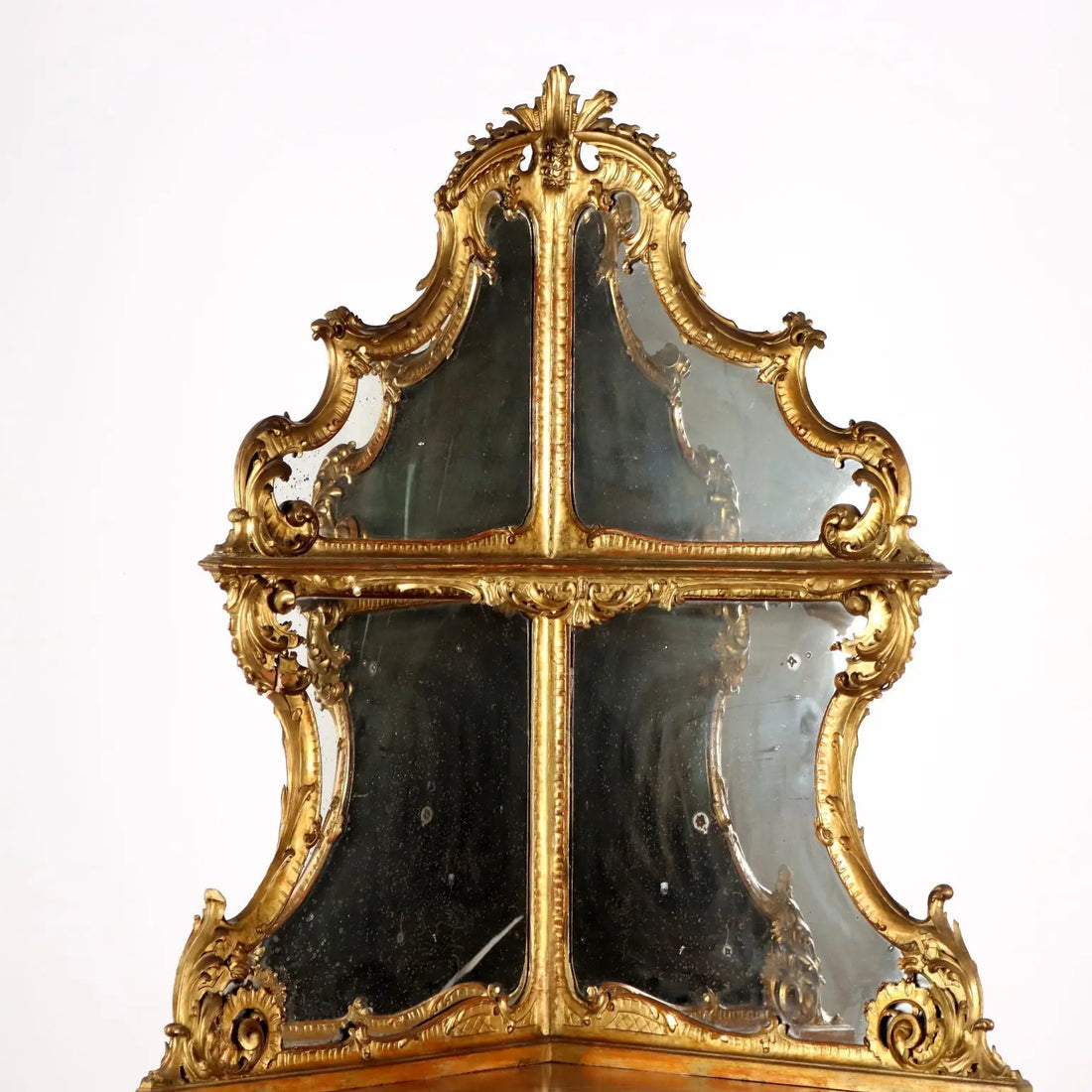 Antique Corner Cupboard Baroque Style Mahogany XX Century - Corner with Mirrored Upper Part | Antiques | Other Furniture