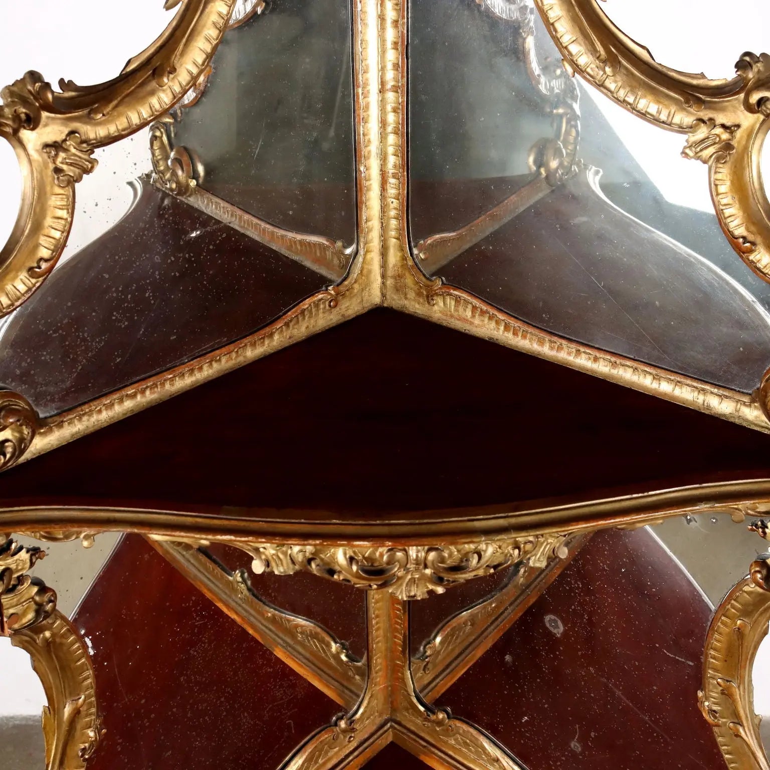 Antique Corner Cupboard Baroque Style Mahogany XX Century - Corner with Mirrored Upper Part | Antiques | Other Furniture