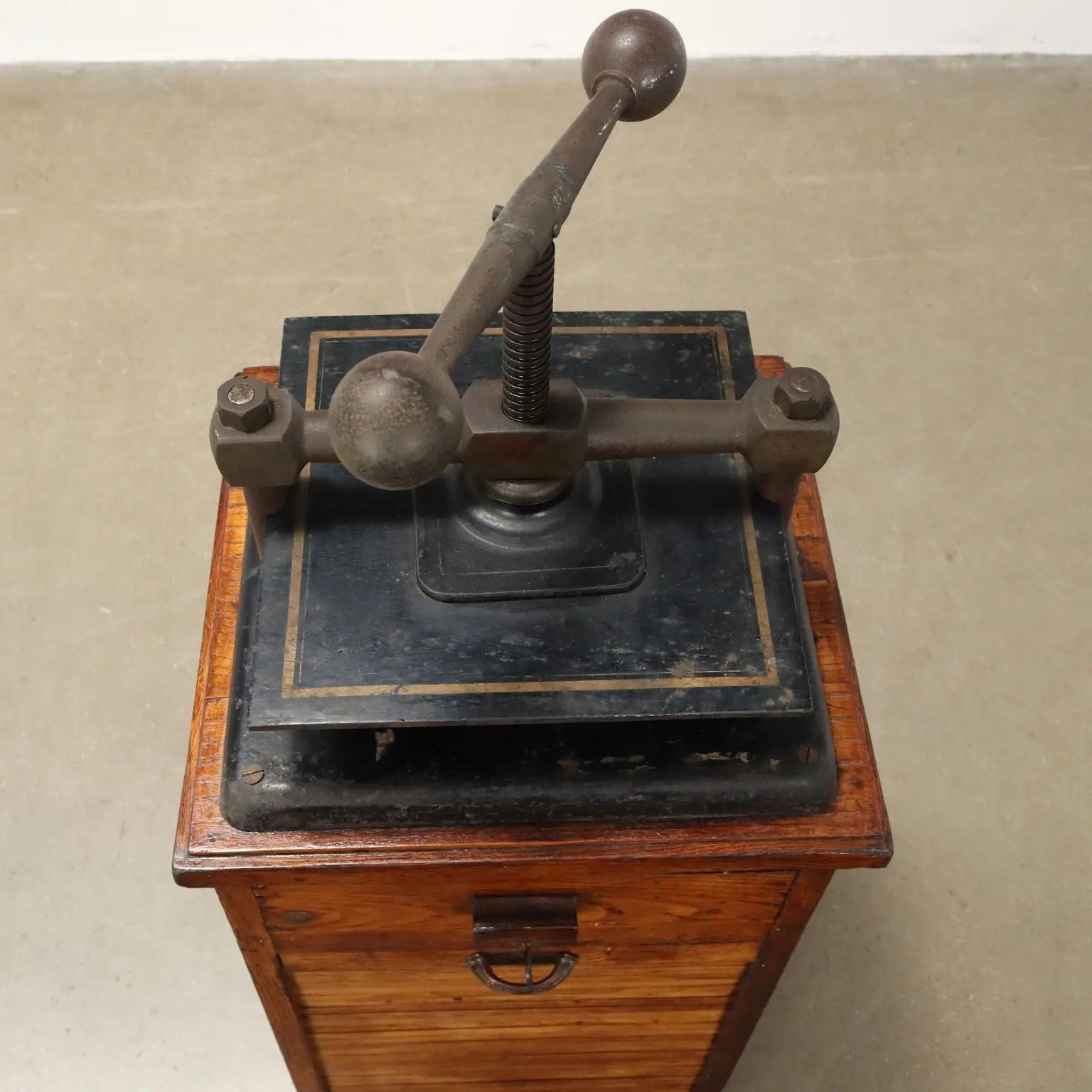 Antique Printer's Cabinet Art Nouveau Oak Italy XX Century - Shutter with Press | Antiques | Other Furniture