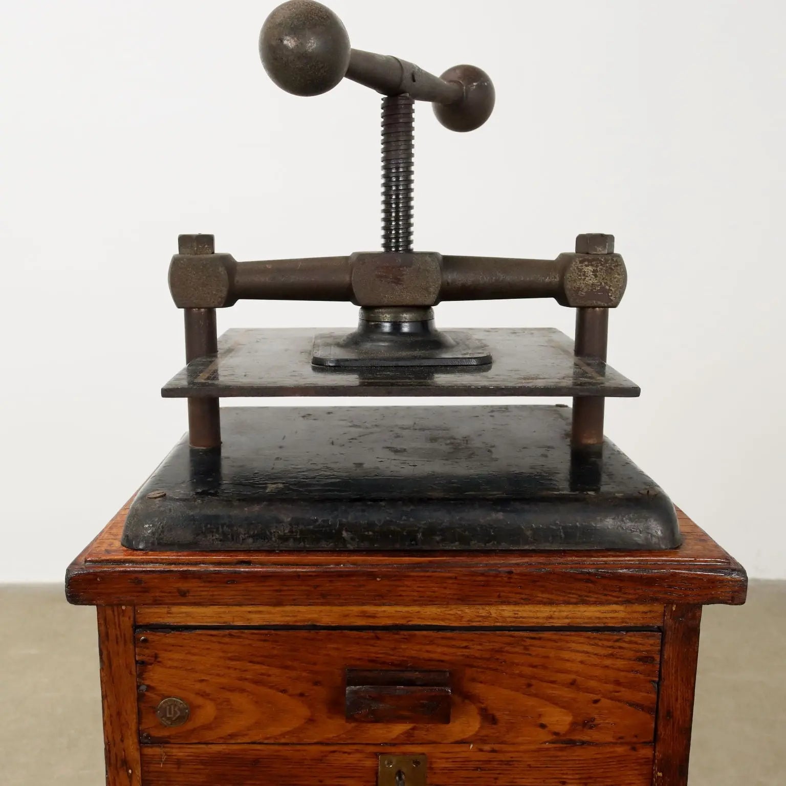 Antique Printer's Cabinet Art Nouveau Oak Italy XX Century - Shutter with Press | Antiques | Other Furniture