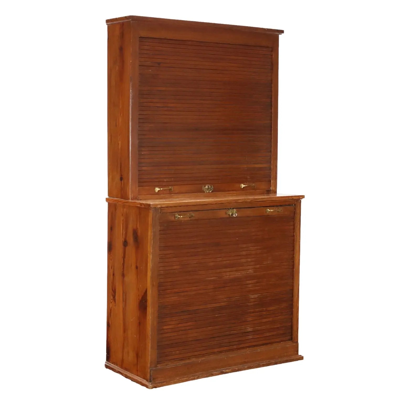 Roll-Top Filing Cabinet in Larch - 20th Century