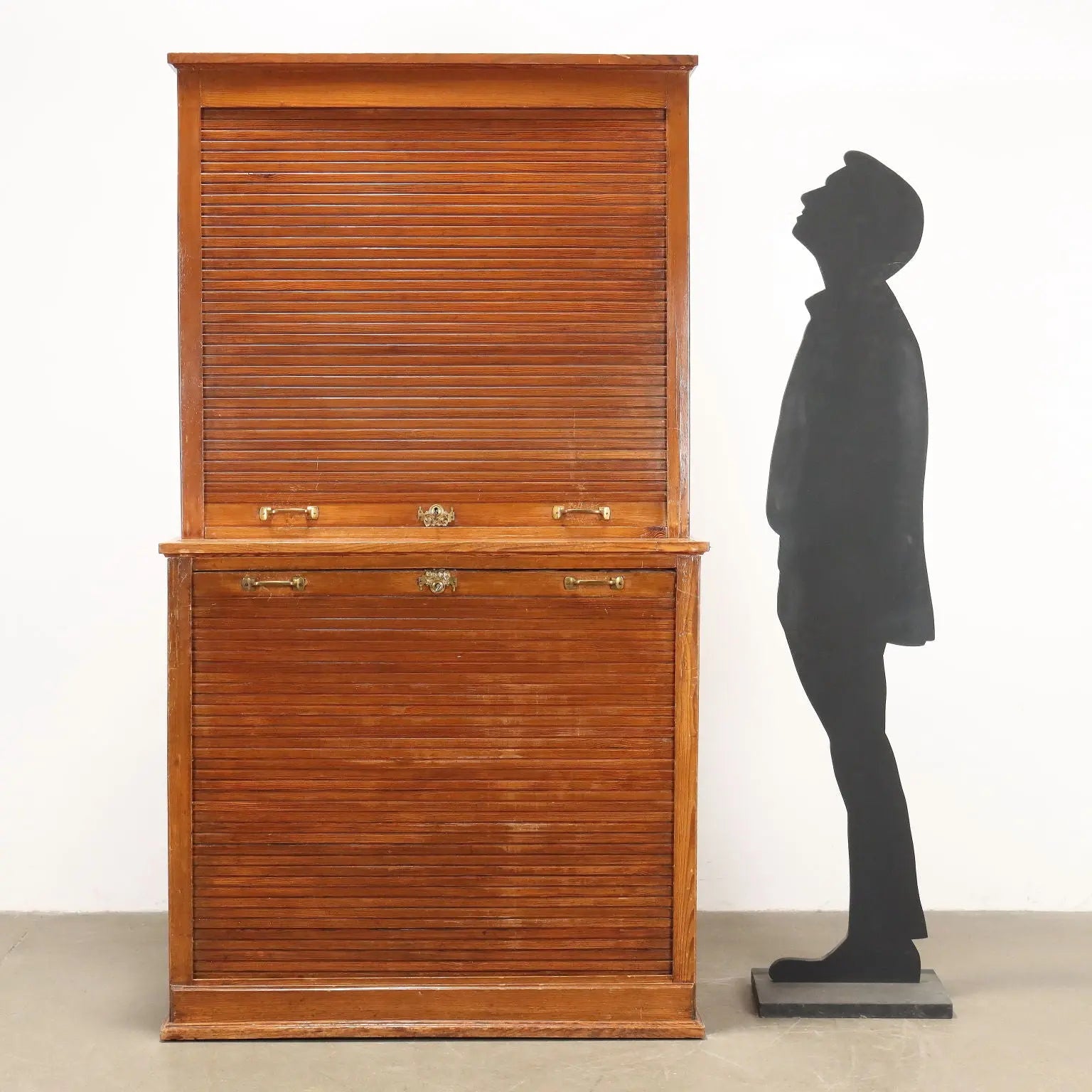 Roll-Top Filing Cabinet in Larch - 20th Century