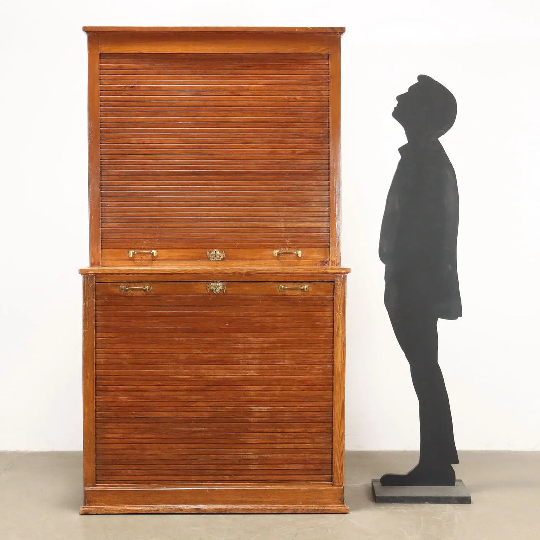 Roll-Top Filing Cabinet in Larch - 20th Century