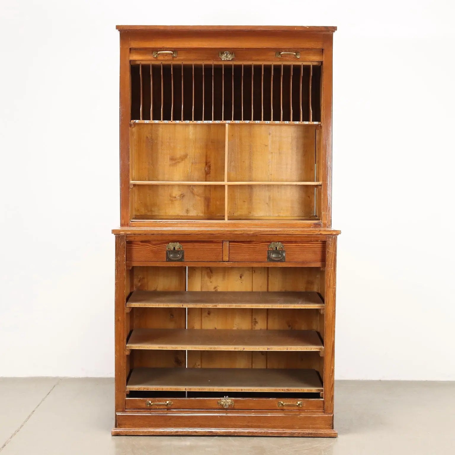 Roll-Top Filing Cabinet in Larch - 20th Century