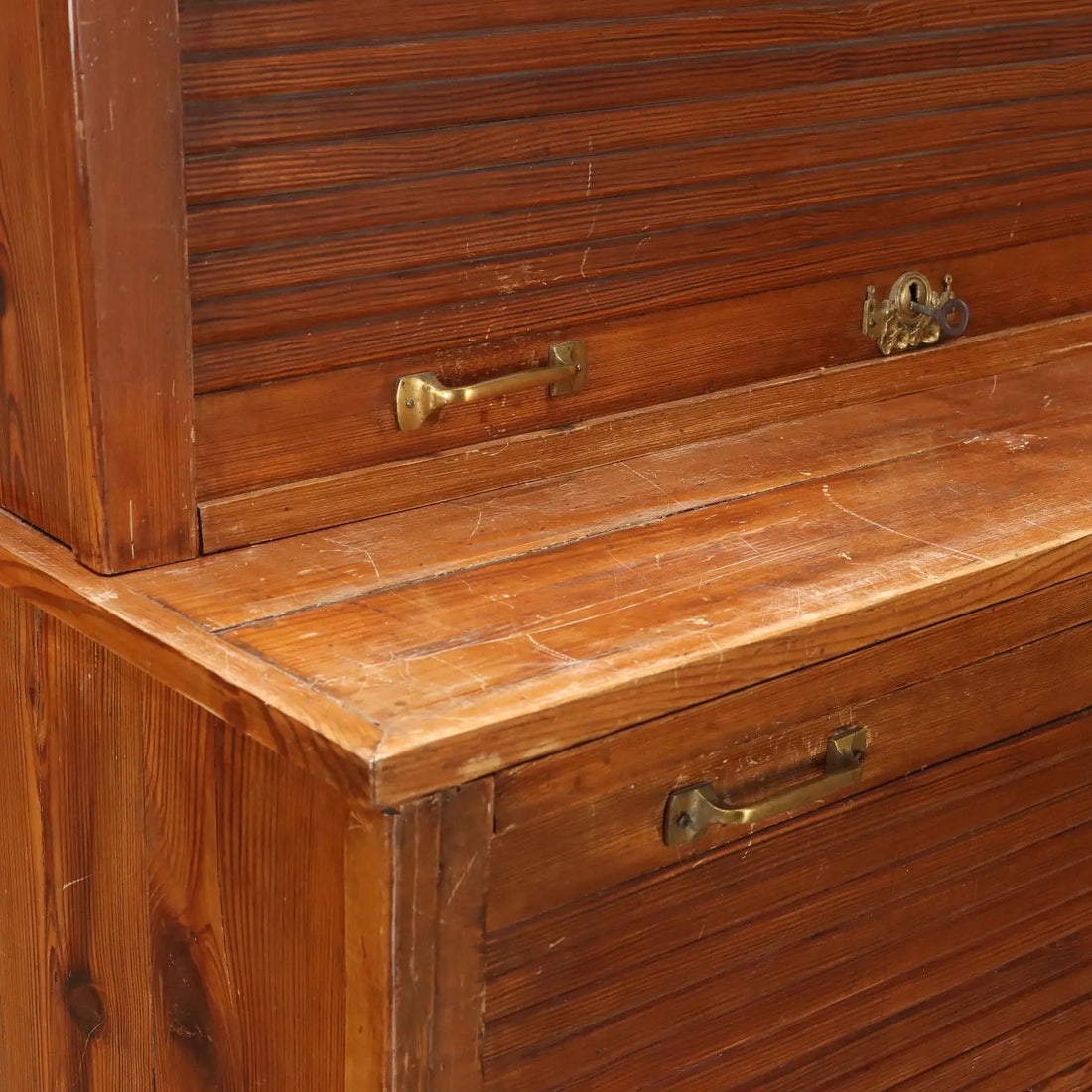 Roll-Top Filing Cabinet in Larch - 20th Century