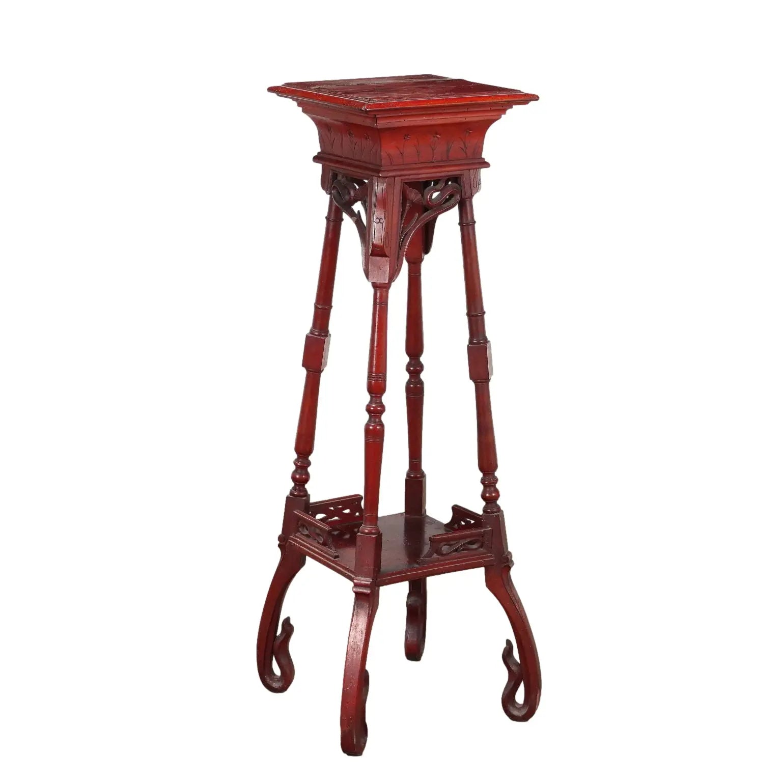 Liberty-Style Walnut Pedestal - Italy Early 1900s