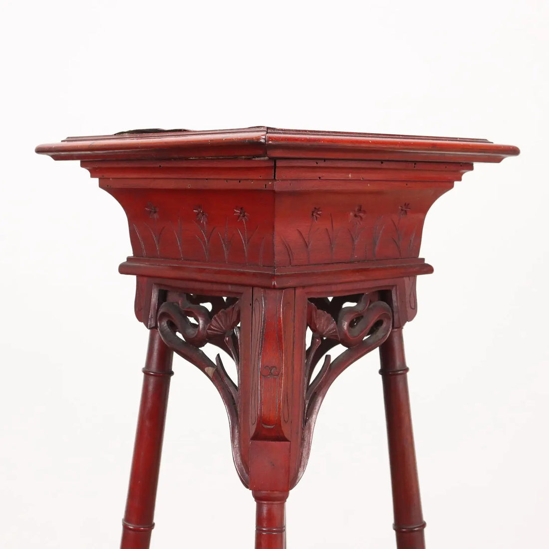 Liberty-Style Walnut Pedestal - Italy Early 1900s