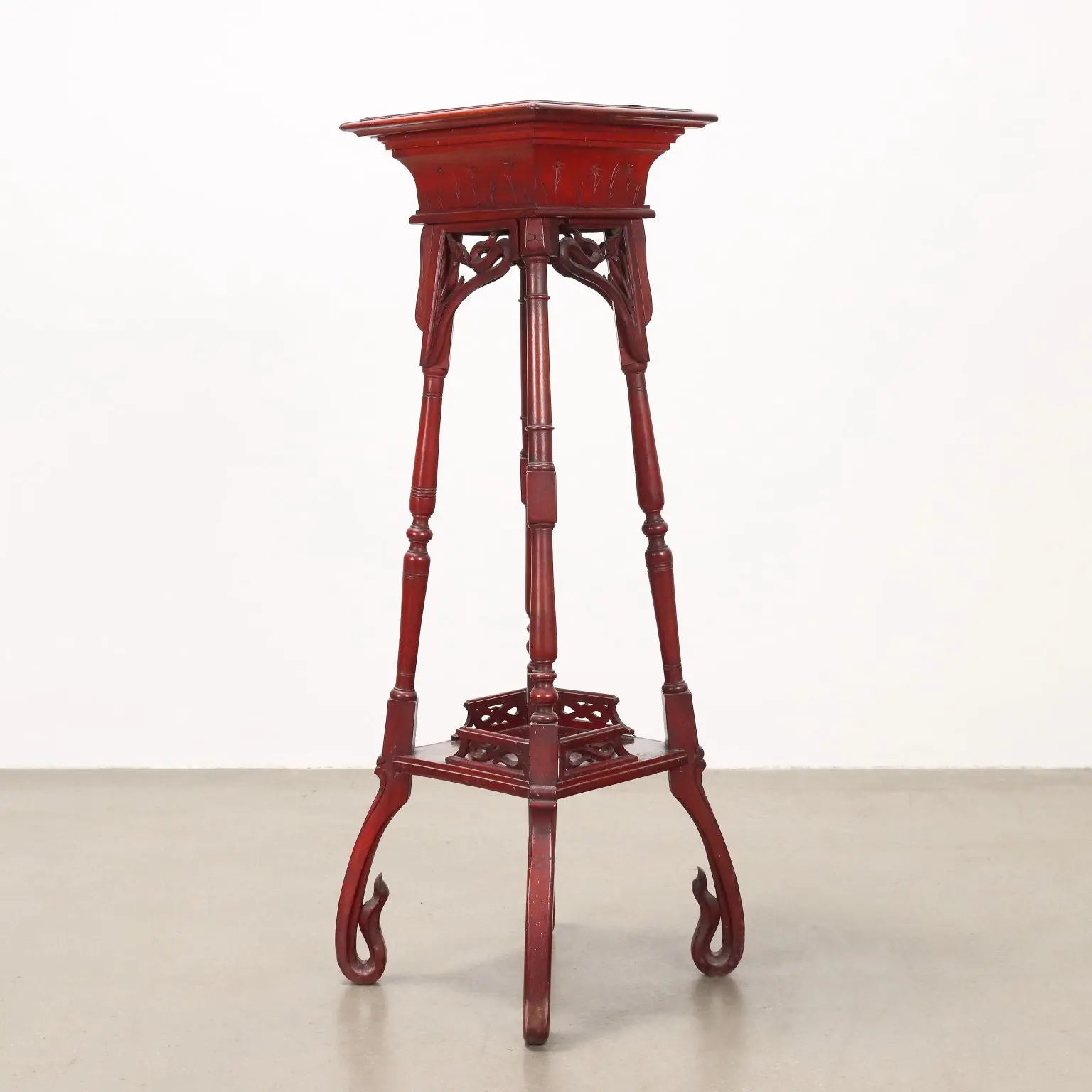 Liberty-Style Walnut Pedestal - Italy Early 1900s