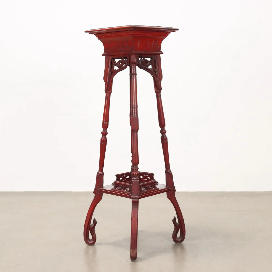 Liberty-Style Walnut Pedestal - Italy Early 1900s