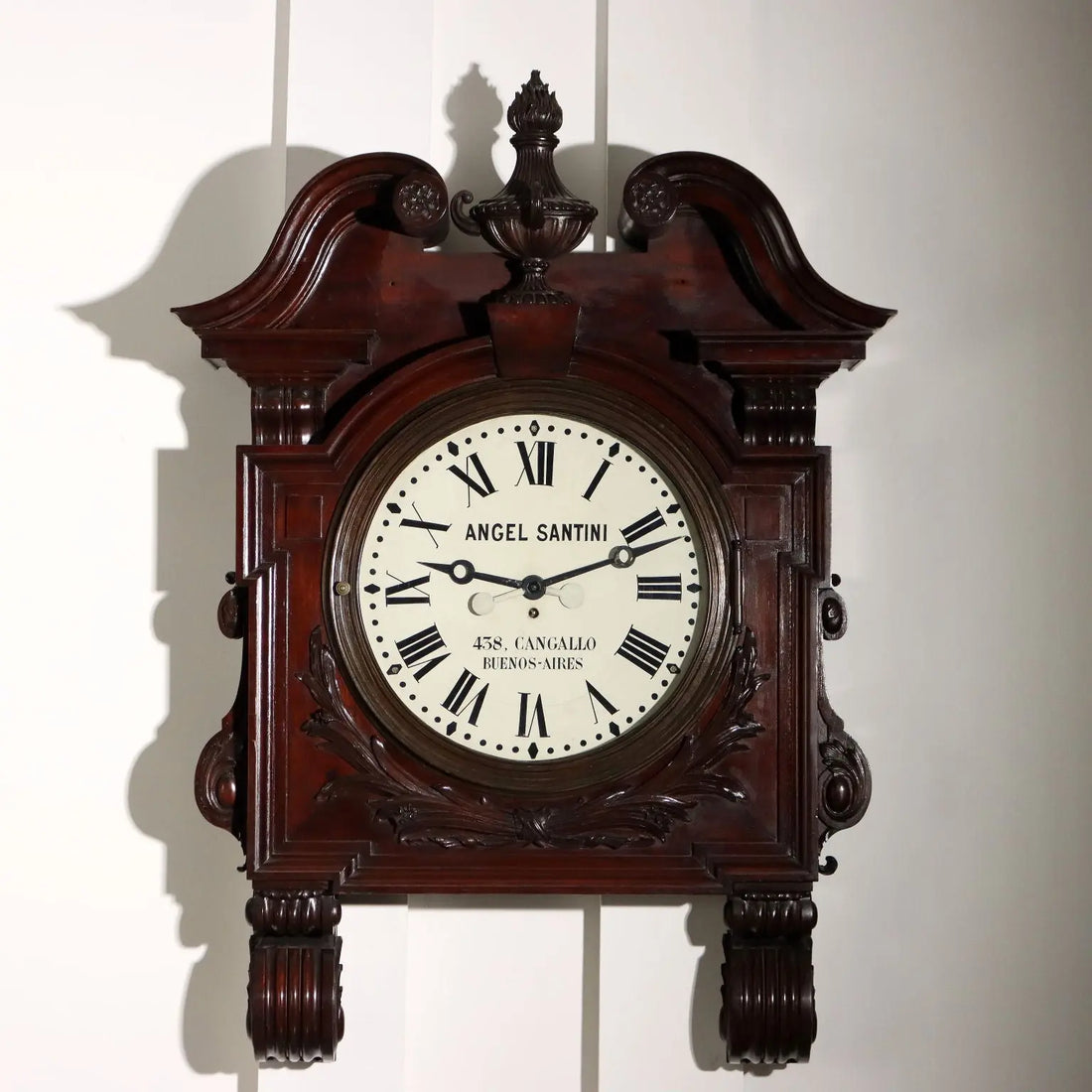 Great Antique Industrial Clock Carved Mahogany Argentina XIX Century - Argentina, Late XIX Century | Antiques | Other Furniture