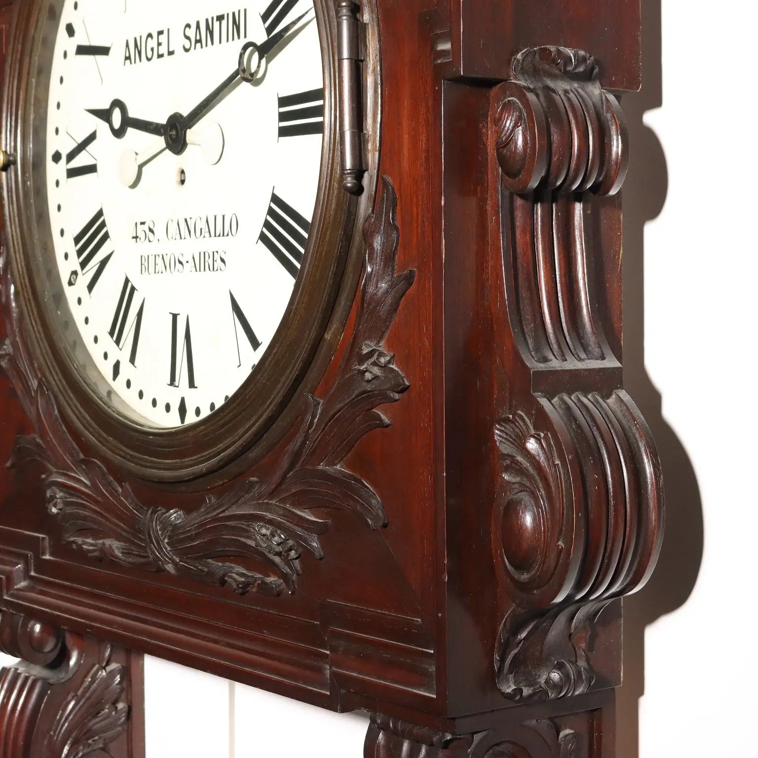 Great Antique Industrial Clock Carved Mahogany Argentina XIX Century - Argentina, Late XIX Century | Antiques | Other Furniture