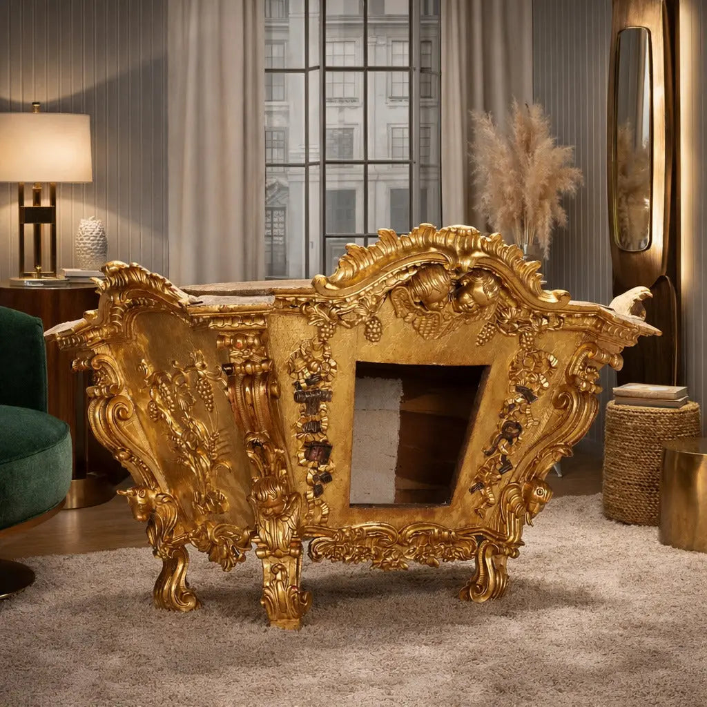 Antique Case Carved Gilded Linden Wood Italy XVIII Century - Italy, Early XVIII Century | Antiques | Other Furniture