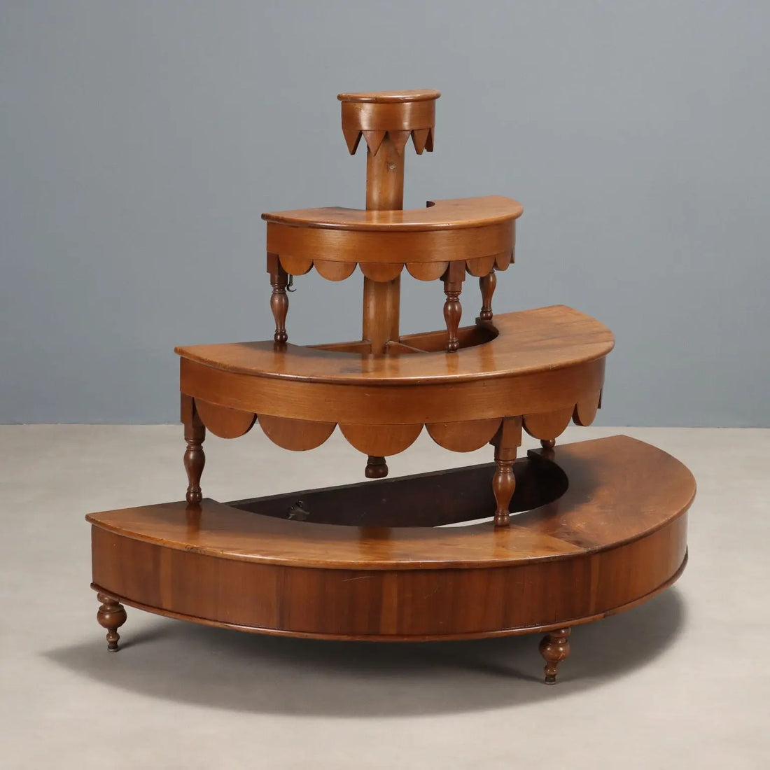 Antique Etagere Walnut Semi-Round Shape Italy XIX Century - Italy, XIX Century | Antiques | Other Furniture