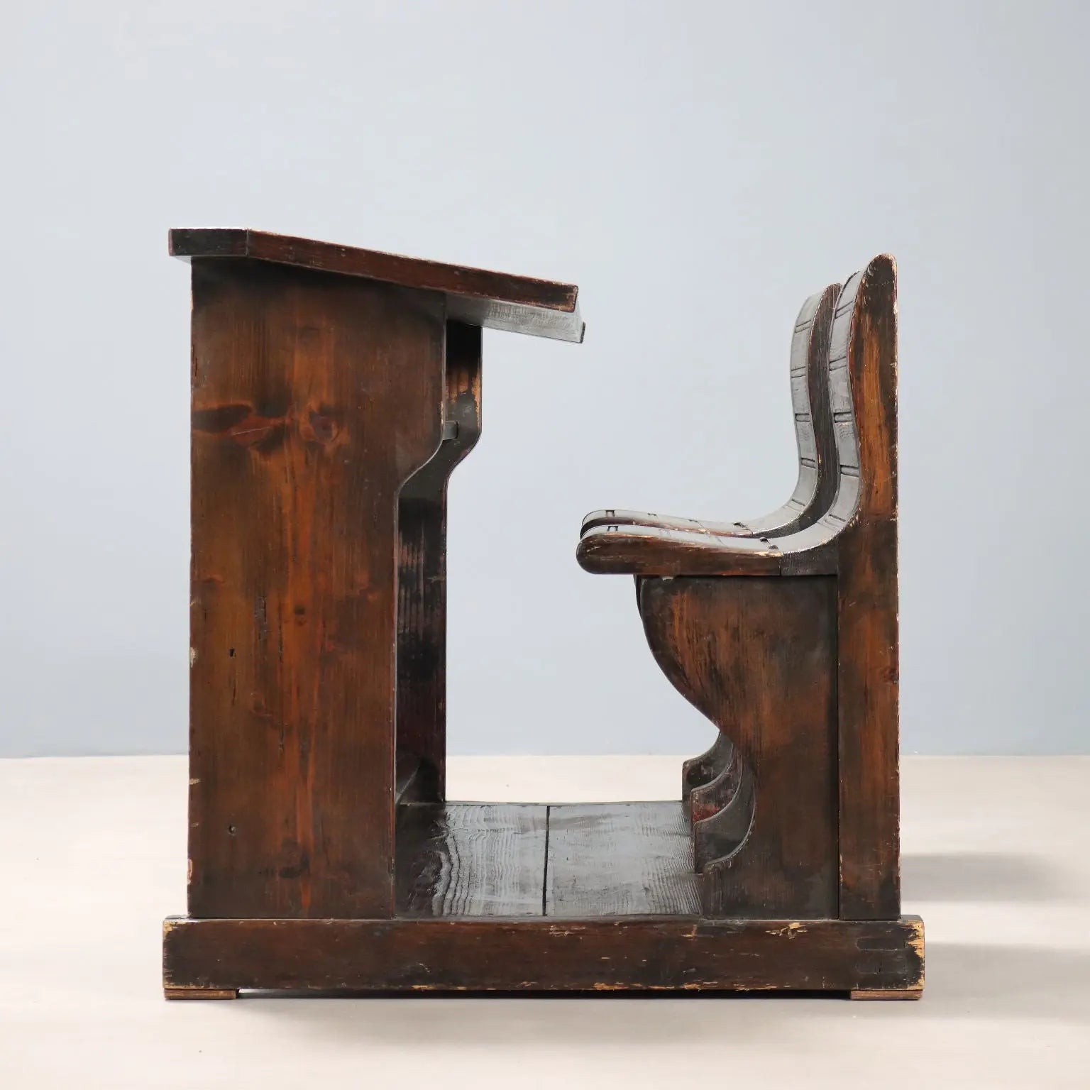 Antique School Desk Walnut Painted Larch 2 Seats XIX Century - Italy, Late XIX Century | Antiques | Other Furniture
