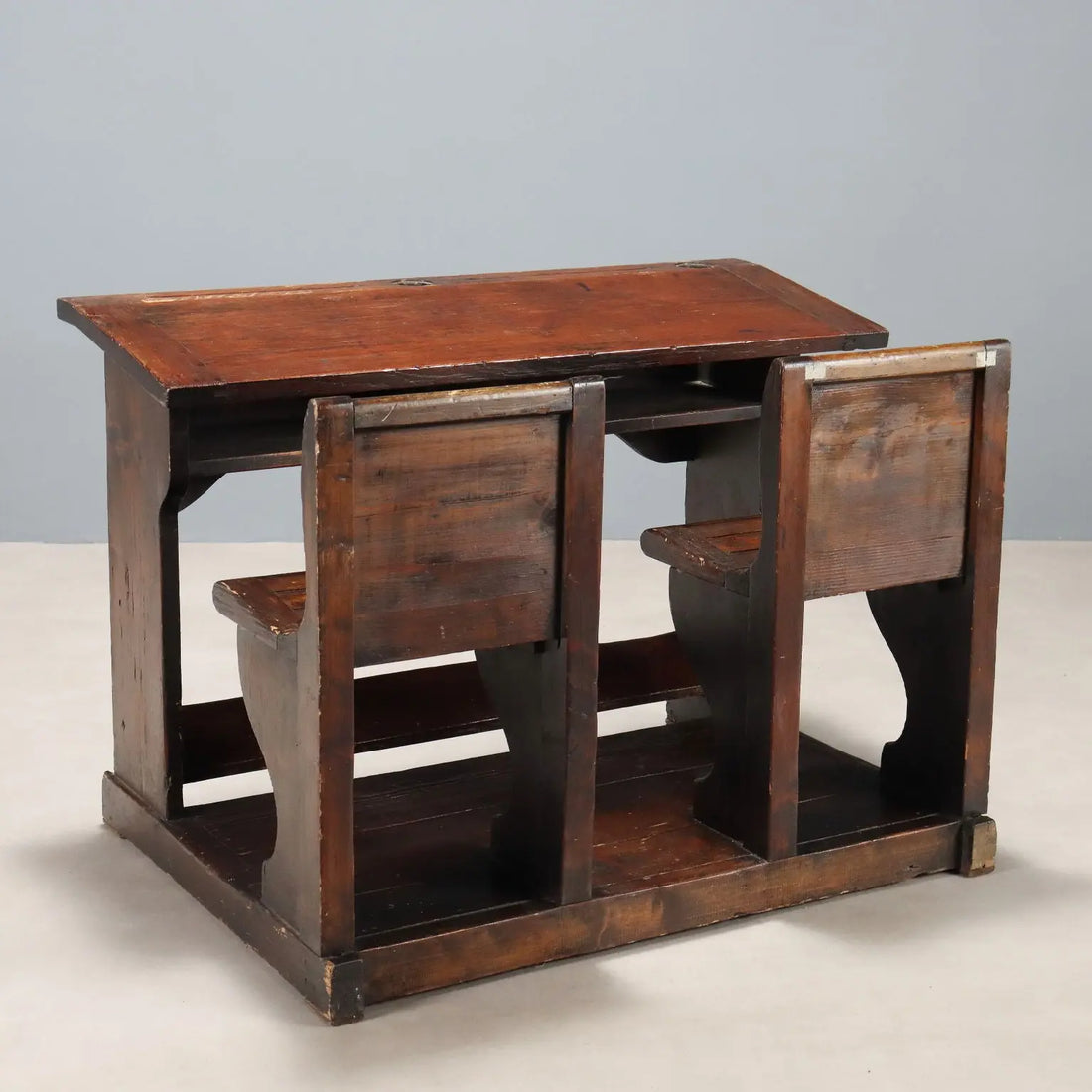 Antique School Desk Walnut Painted Larch 2 Seats XIX Century - Italy, Late XIX Century | Antiques | Other Furniture