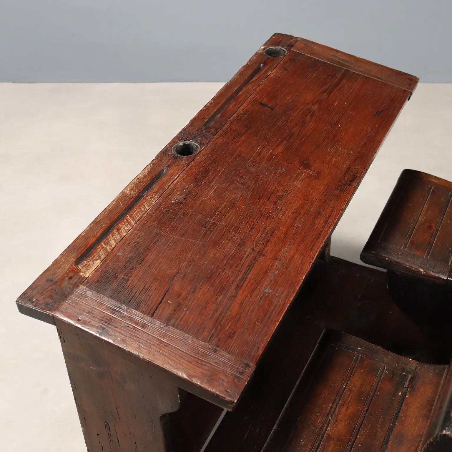 Antique School Desk Walnut Painted Larch 2 Seats XIX Century - Italy, Late XIX Century | Antiques | Other Furniture