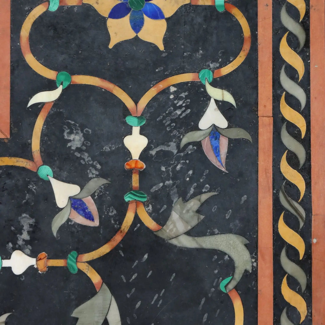 Antique Marble Top Flower Inlays Multicoloured XX Century