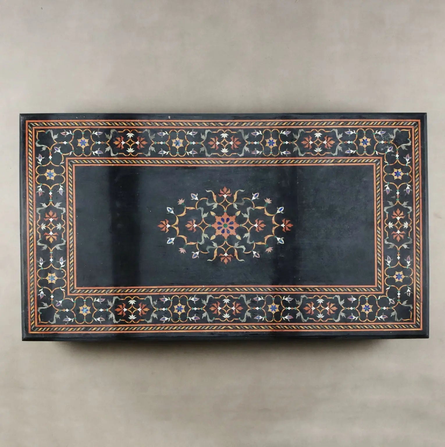 Antique Marble Top Flower Inlays Multicoloured XX Century