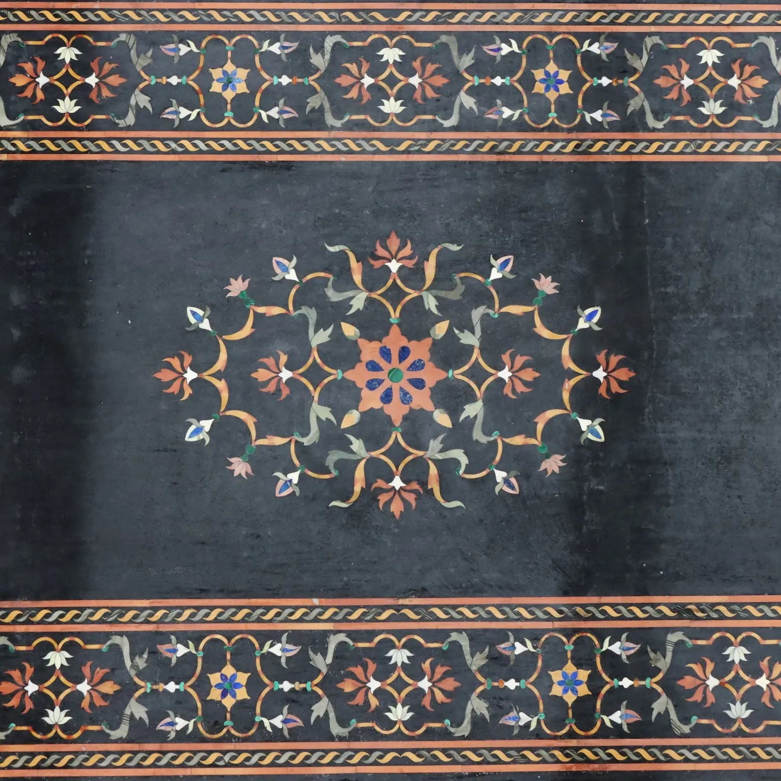 Antique Marble Top Flower Inlays Multicoloured XX Century