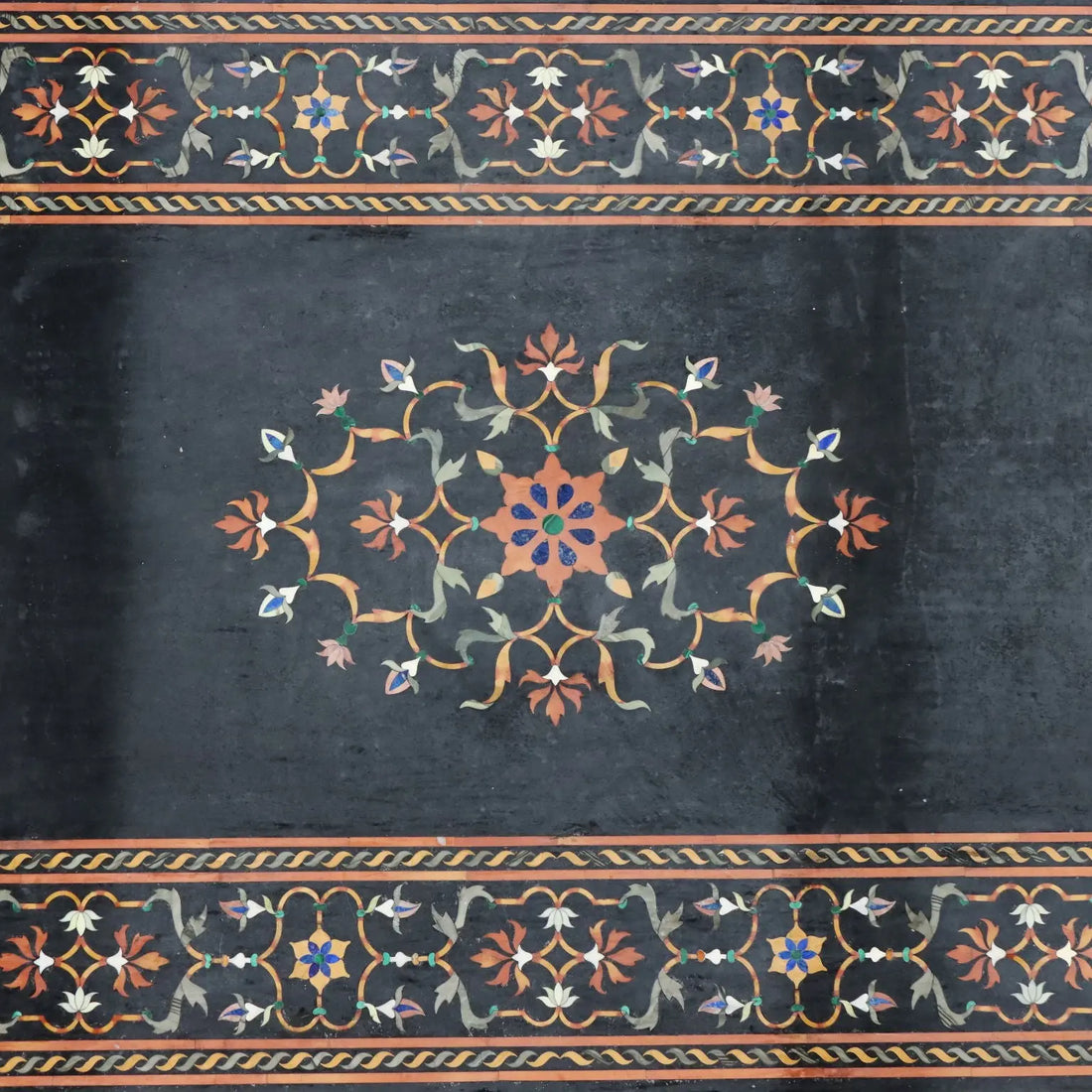 Antique Marble Top Flower Inlays Multicoloured XX Century