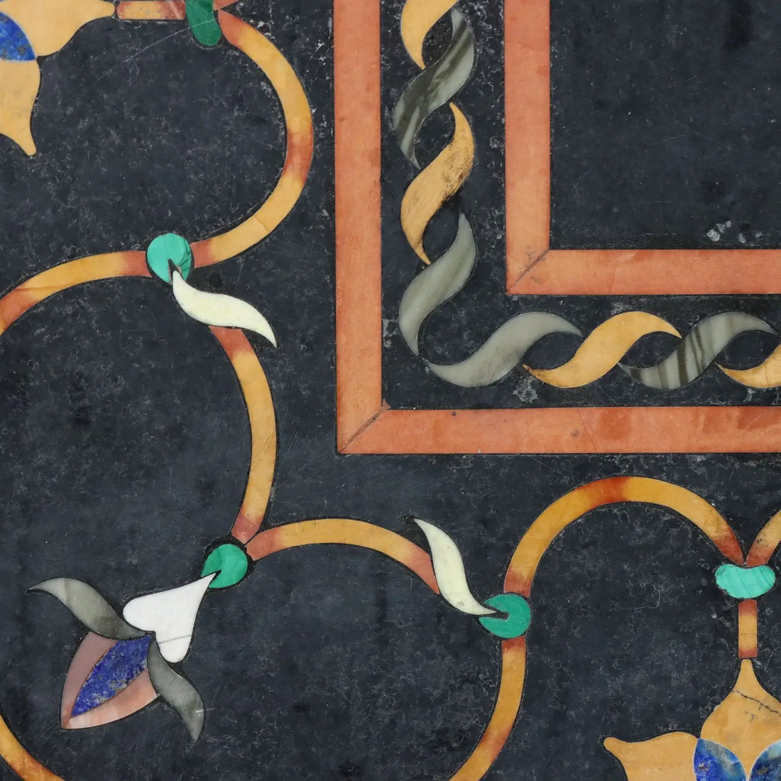 Antique Marble Top Flower Inlays Multicoloured XX Century