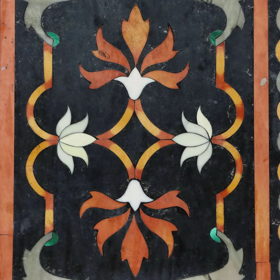 Antique Marble Top Flower Inlays Multicoloured XX Century