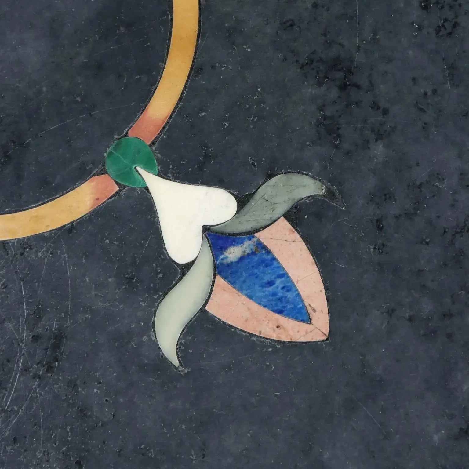 Antique Marble Top Flower Inlays Multicoloured XX Century