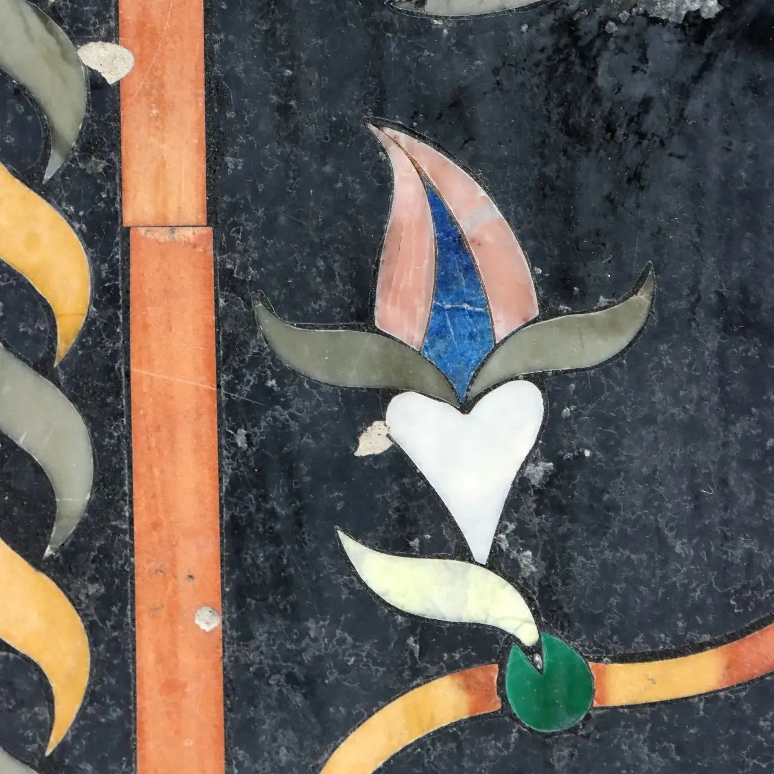 Antique Marble Top Flower Inlays Multicoloured XX Century