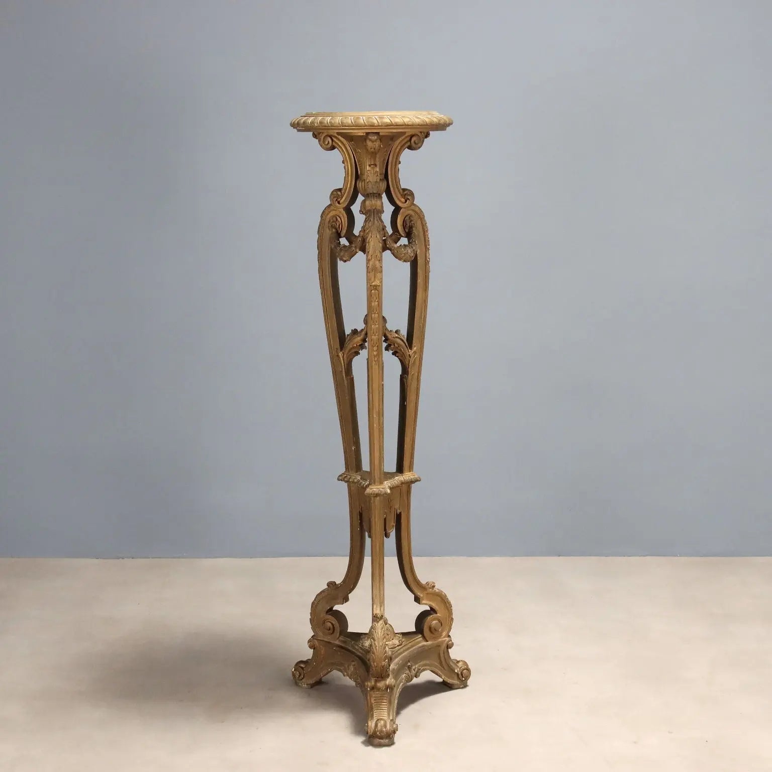 Gilded Wood Tripod Vase Stand - Italy 1900s