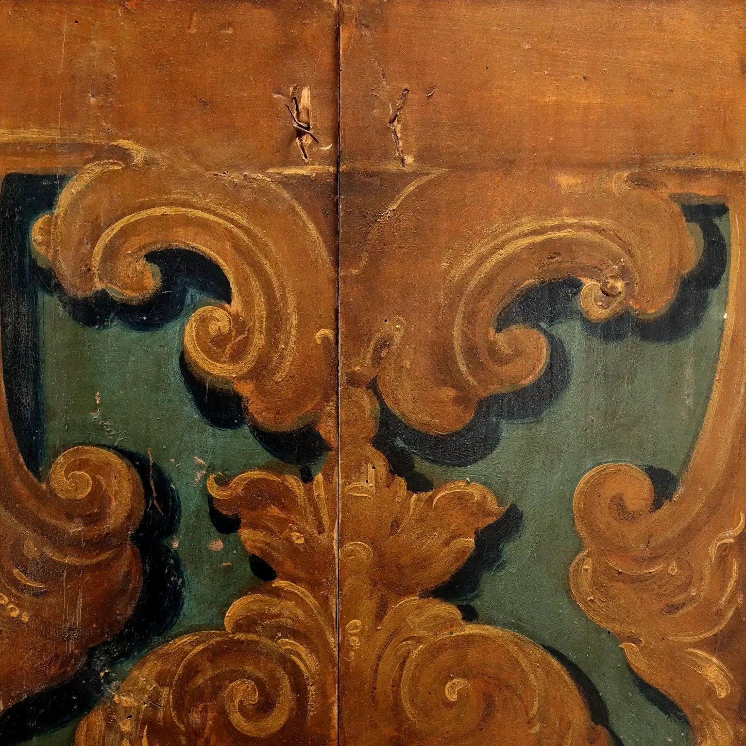 Antique Room Divider Painted Poplar Landscape Baroque XVIII Century - Room Divider Made with Two Doors | Antiques | Other Furniture