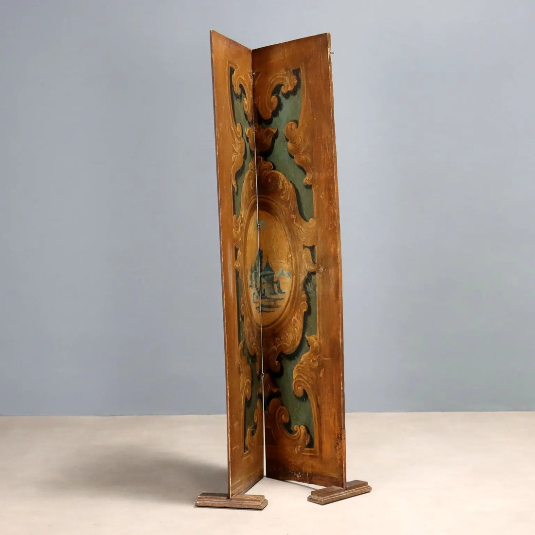 Antique Room Divider Painted Poplar Landscape Baroque XVIII Century - Room Divider Made with Two Doors | Antiques | Other Furniture