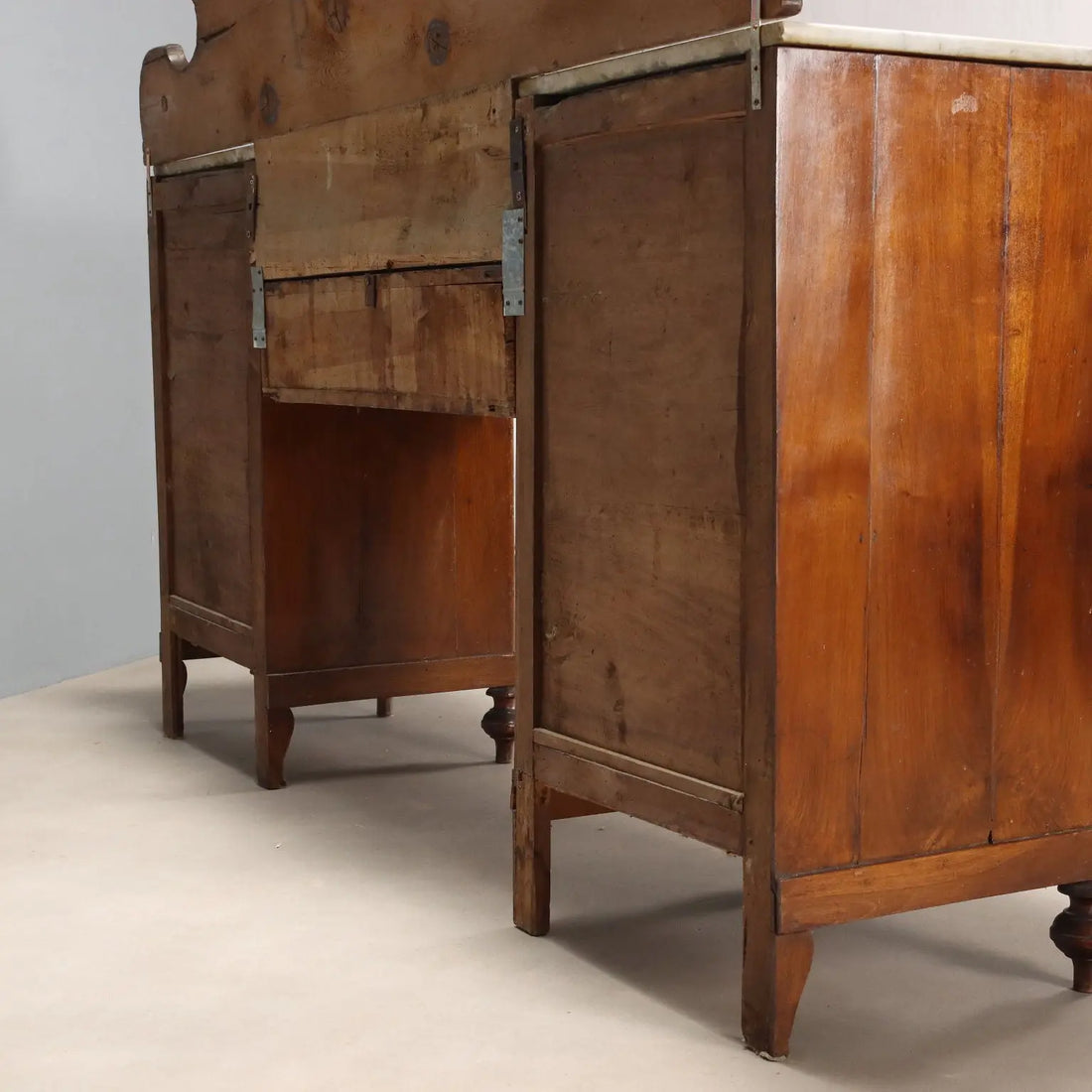 Walnut and Marble Sideboard - Italy, Late 19th Century