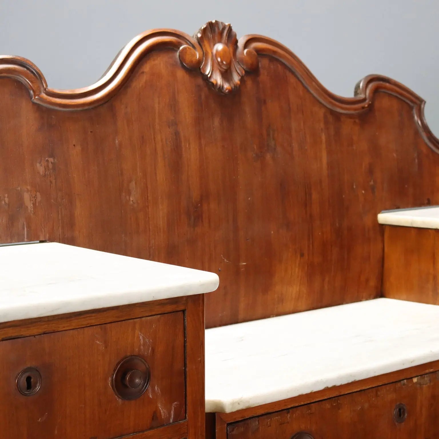 Walnut and Marble Sideboard - Italy, Late 19th Century