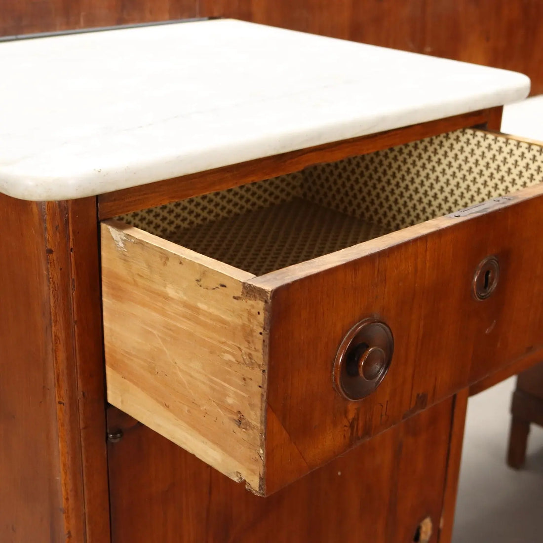 Walnut and Marble Sideboard - Italy, Late 19th Century