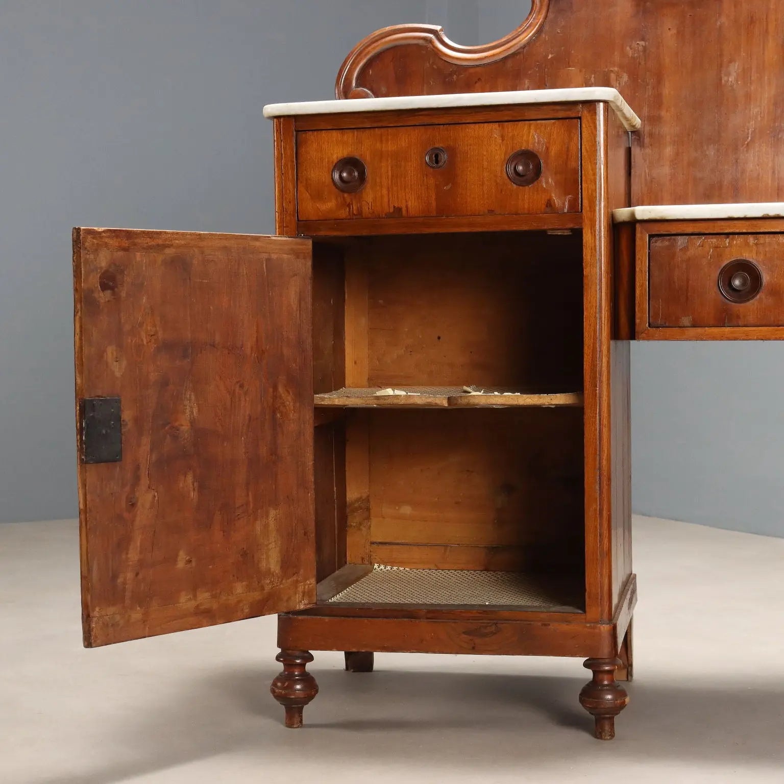 Walnut and Marble Sideboard - Italy, Late 19th Century