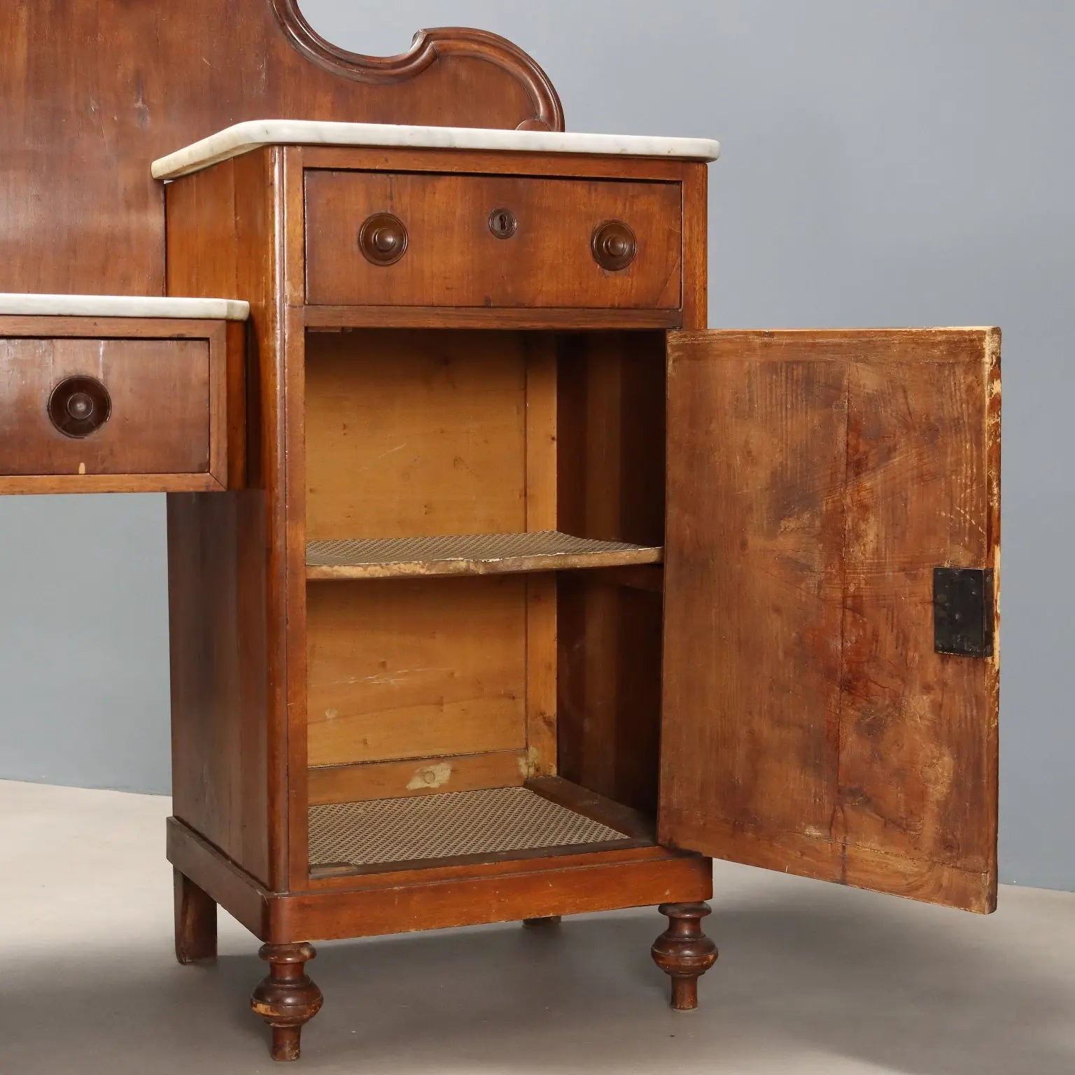 Walnut and Marble Sideboard - Italy, Late 19th Century