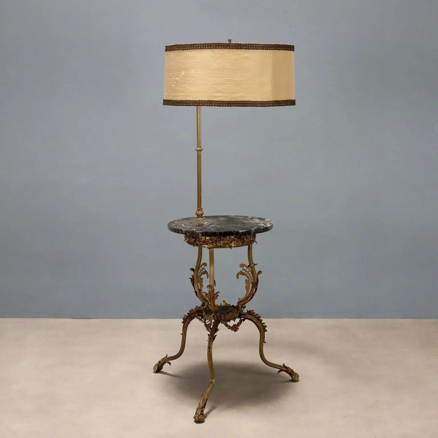 Antique Floor Lamp with Coffee Table Bronze Marble Italy XX Century - Italy, Early XX Century | Antiques | Lighting
