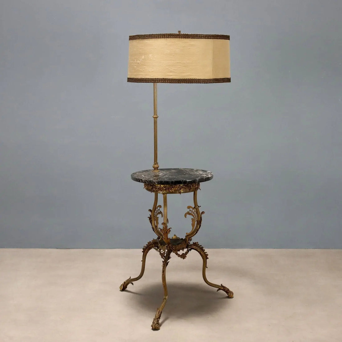 Antique Floor Lamp with Coffee Table Bronze Marble Italy XX Century - Italy, Early XX Century | Antiques | Lighting