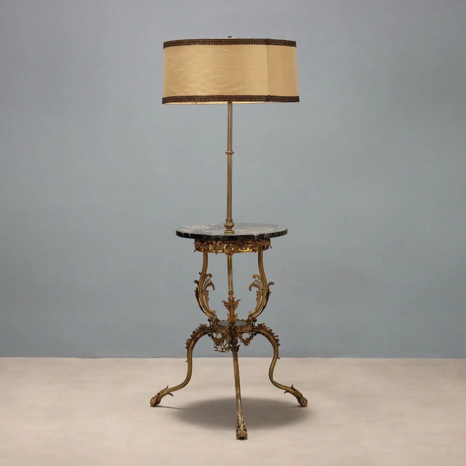 Antique Floor Lamp with Coffee Table Bronze Marble Italy XX Century - Italy, Early XX Century | Antiques | Lighting