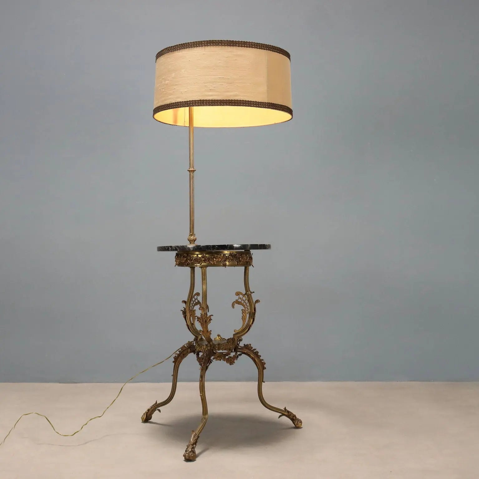 Antique Floor Lamp with Coffee Table Bronze Marble Italy XX Century - Italy, Early XX Century | Antiques | Lighting