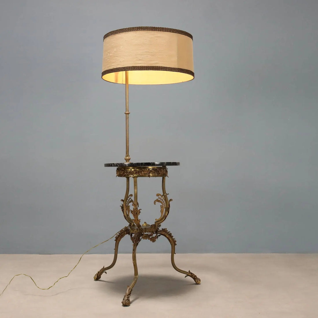Antique Floor Lamp with Coffee Table Bronze Marble Italy XX Century - Italy, Early XX Century | Antiques | Lighting