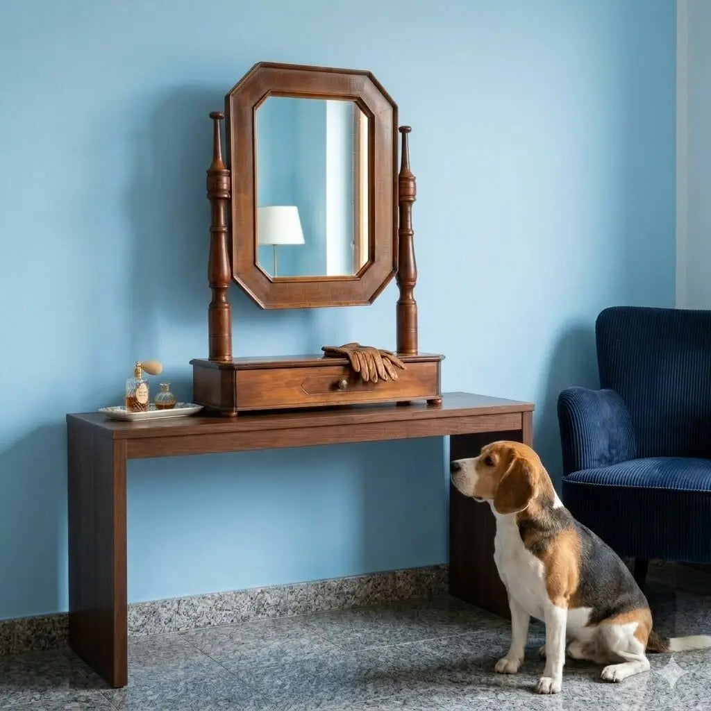 Walnut Tabletop Psyche Mirror - Italy Late 19th Century