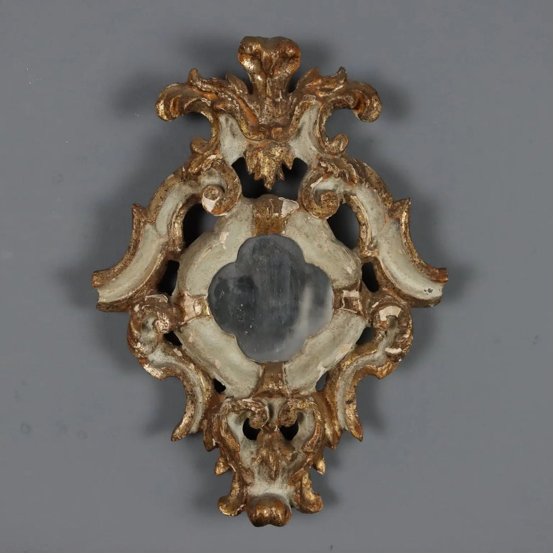 Model of a Shelf with Mirror Carved Wood Baroque Style XIX Century
