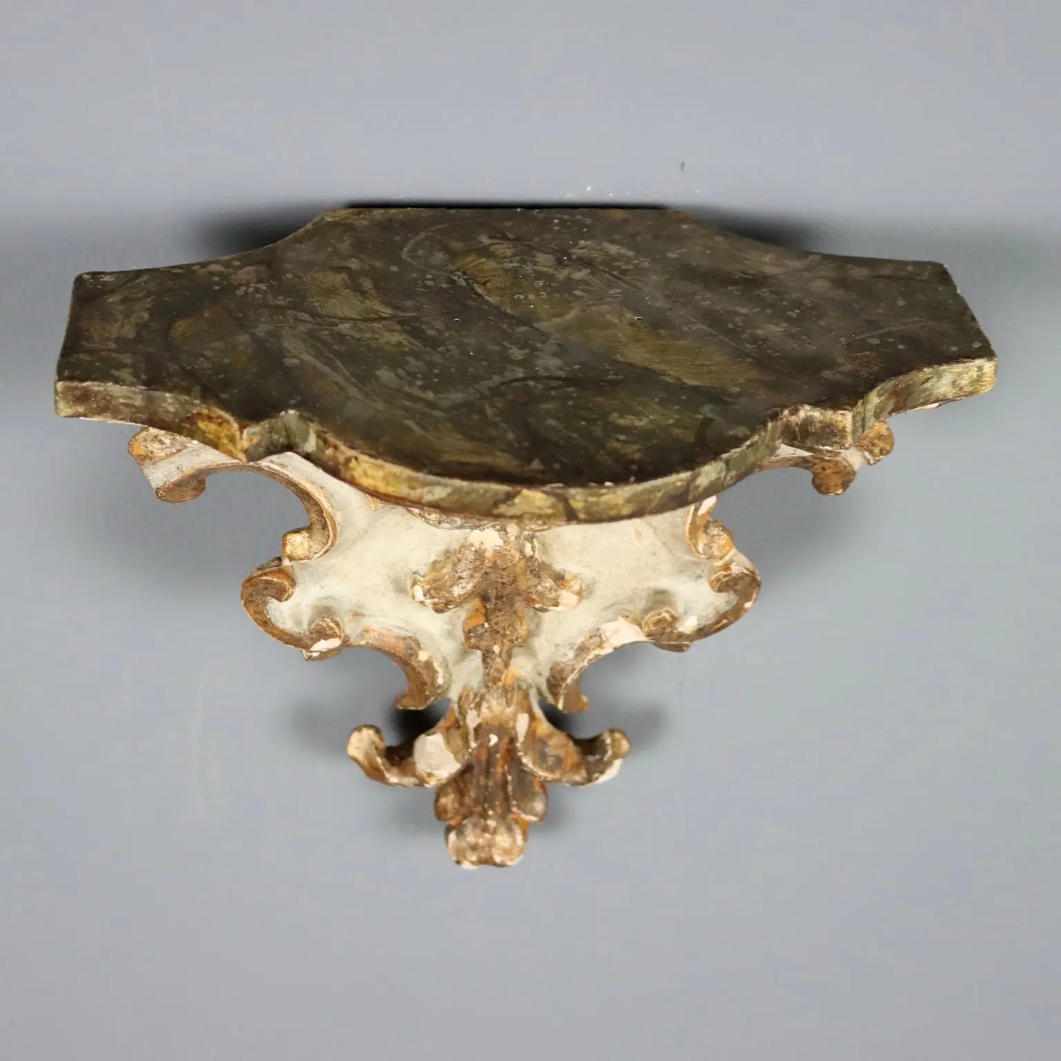 Model of a Shelf with Mirror Carved Wood Baroque Style XIX Century