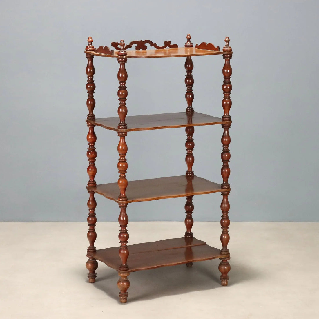 Antique Etagere Walnut 4 Shelves Italy XIX Century