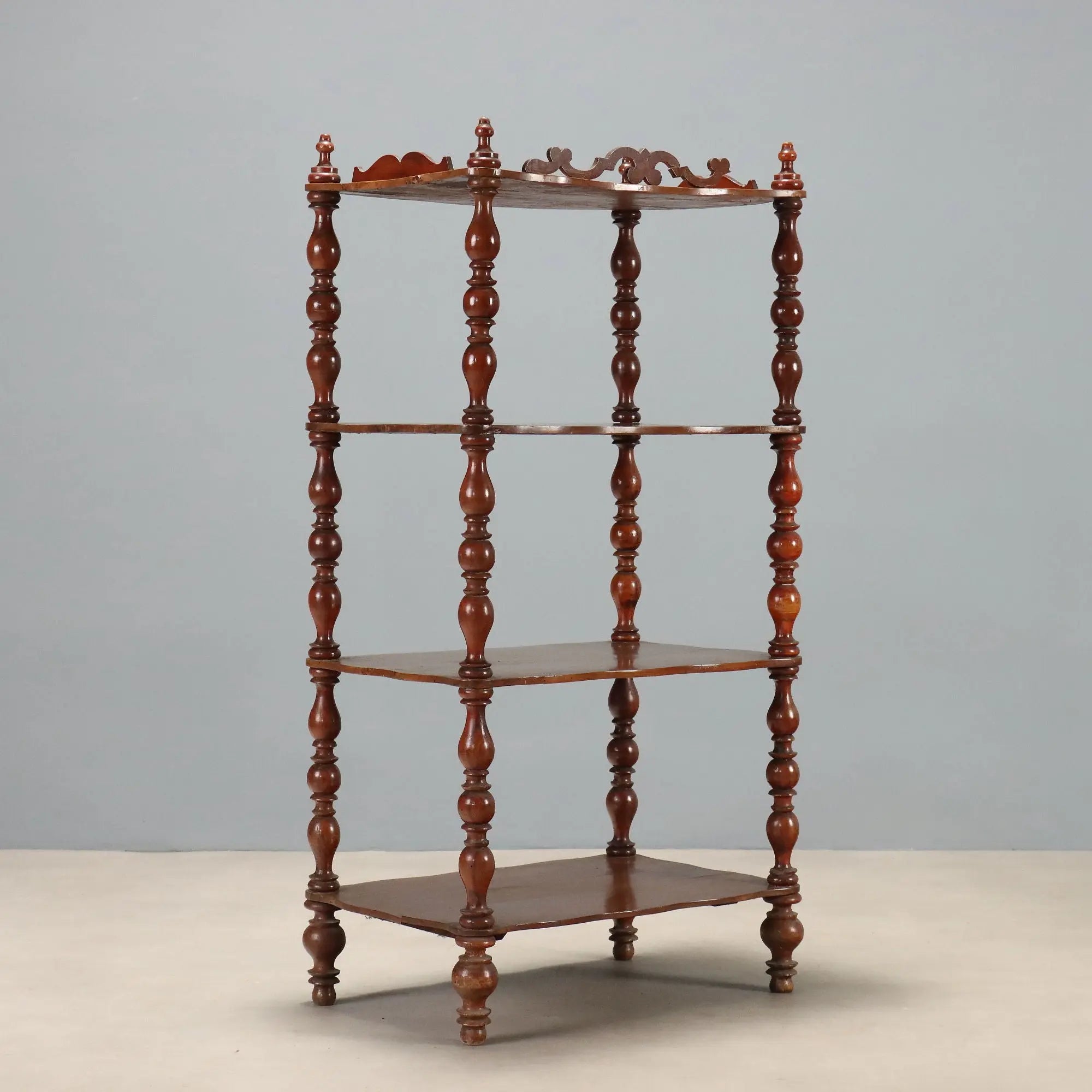 Antique Etagere Walnut 4 Shelves Italy XIX Century