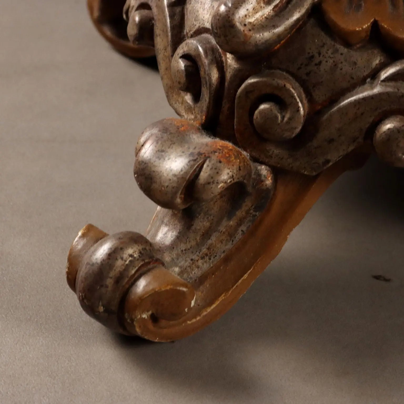 Antique Flower Pot Column Baroque Style Wood Filler XX Century