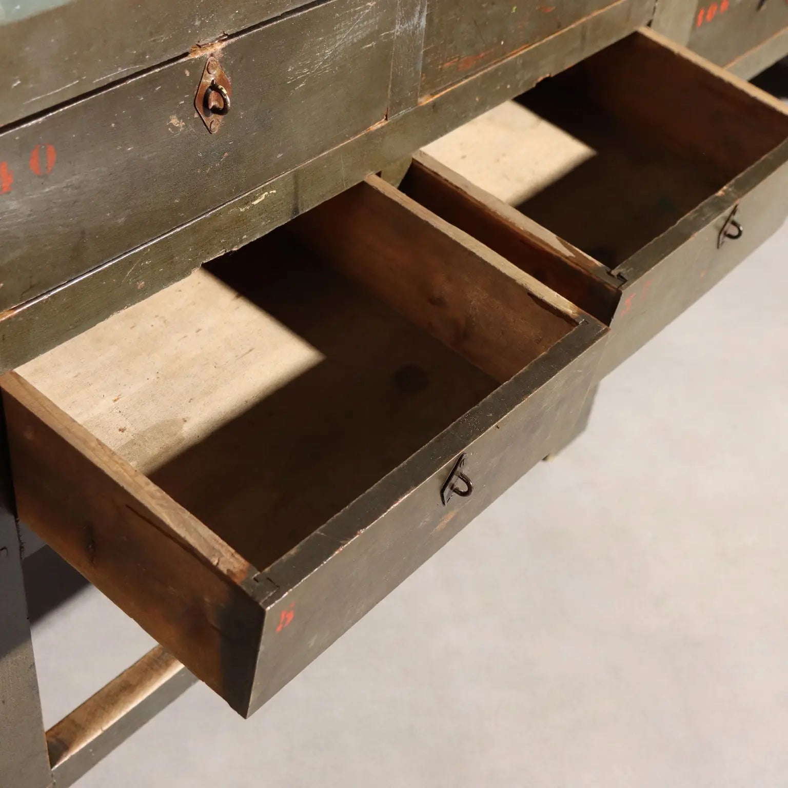 Antique Industrial Workbench Silver Fir Italy XX Century