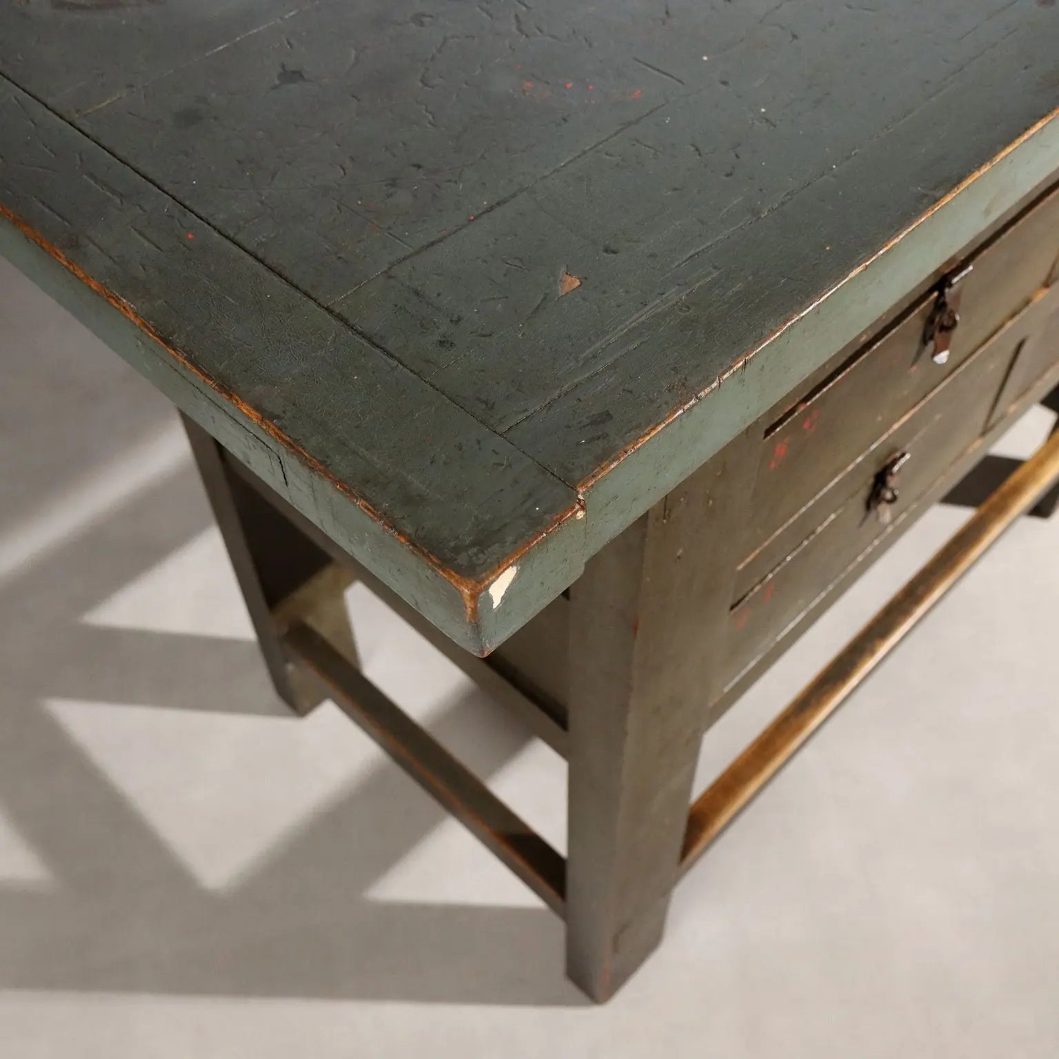 Antique Industrial Workbench Silver Fir Italy XX Century
